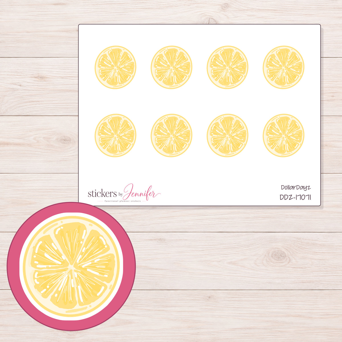 DDZ-17071 planner sticker sheet with enlarged sticker detail