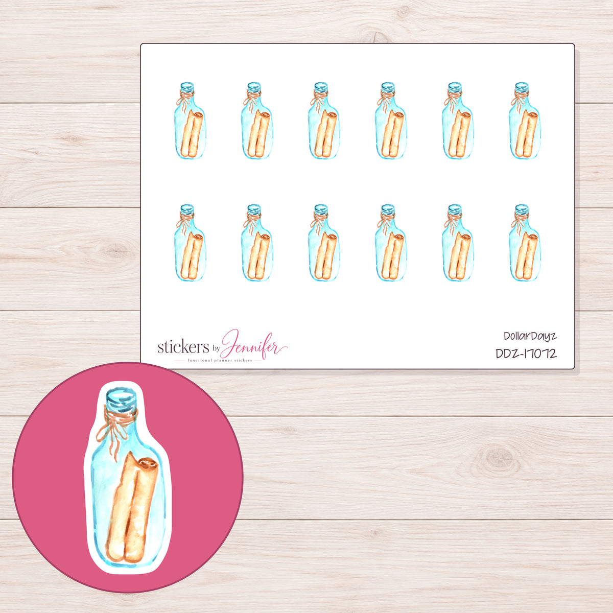 DDZ-17072 planner sticker sheet with enlarged sticker detail