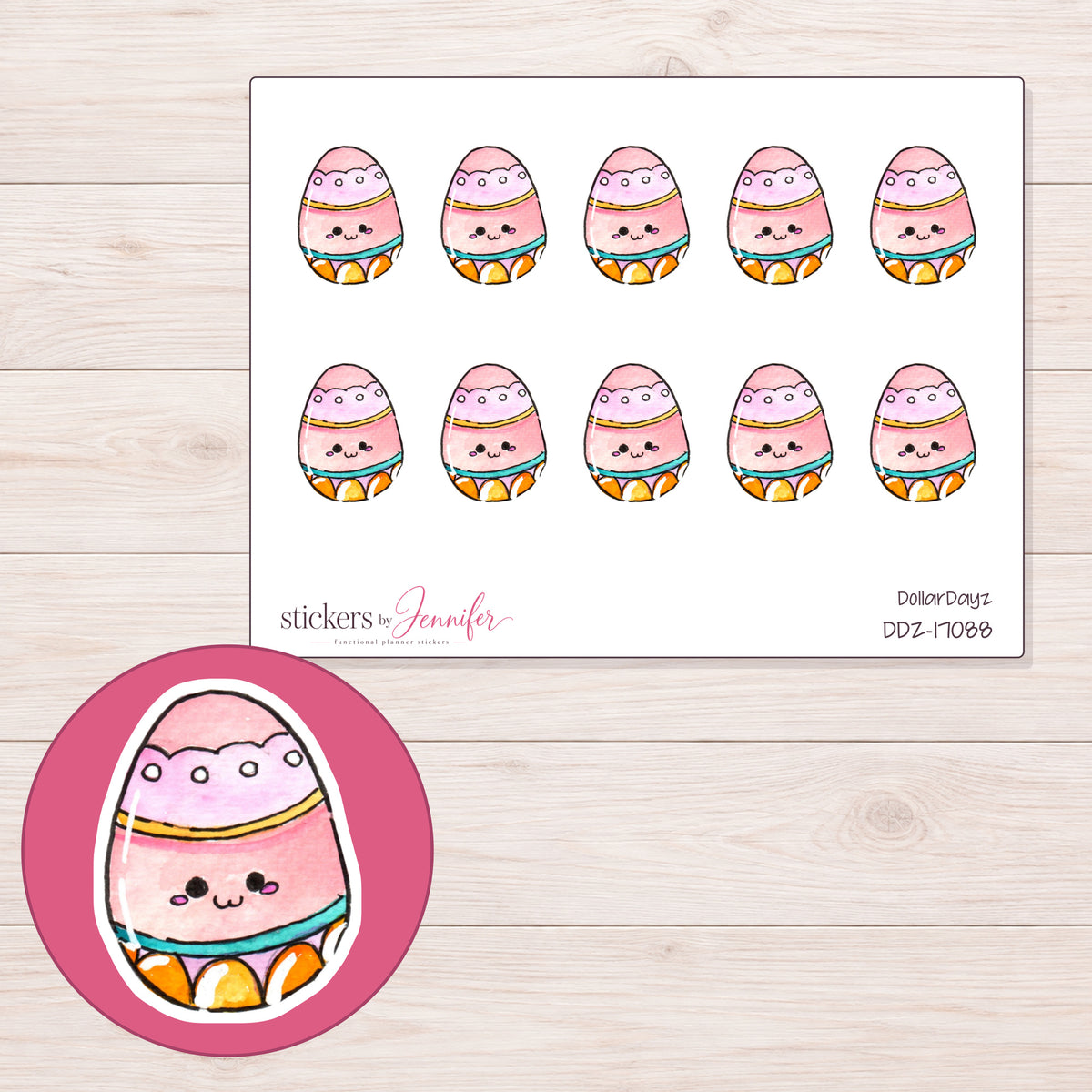 DDZ-17088 planner sticker sheet with enlarged sticker detail