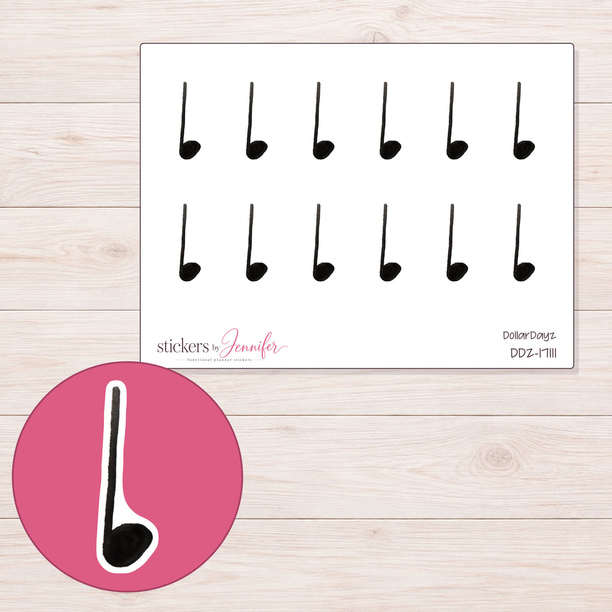 DDZ-17111 planner sticker sheet with enlarged sticker detail