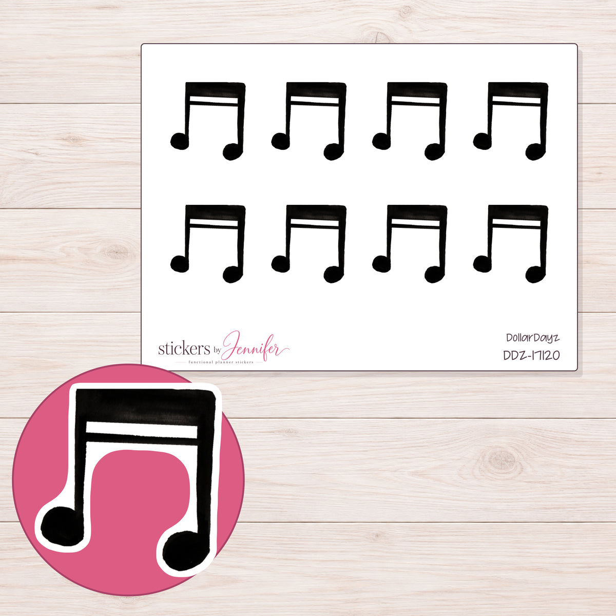 DDZ-17120 planner sticker sheet with enlarged sticker detail