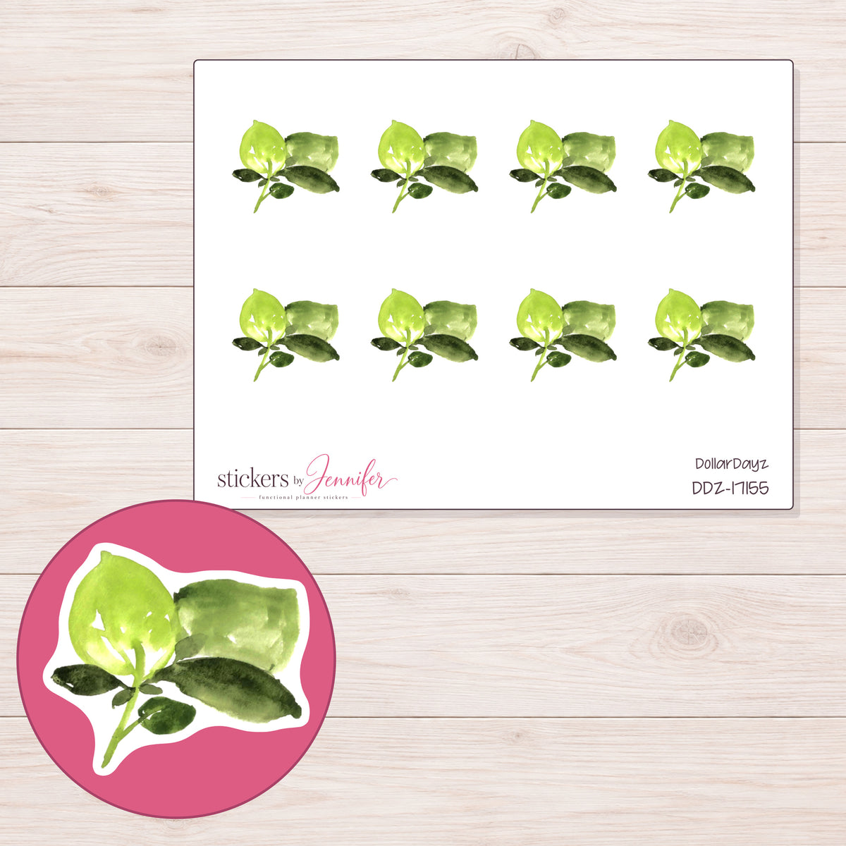 DDZ-17155 planner sticker sheet with enlarged sticker detail