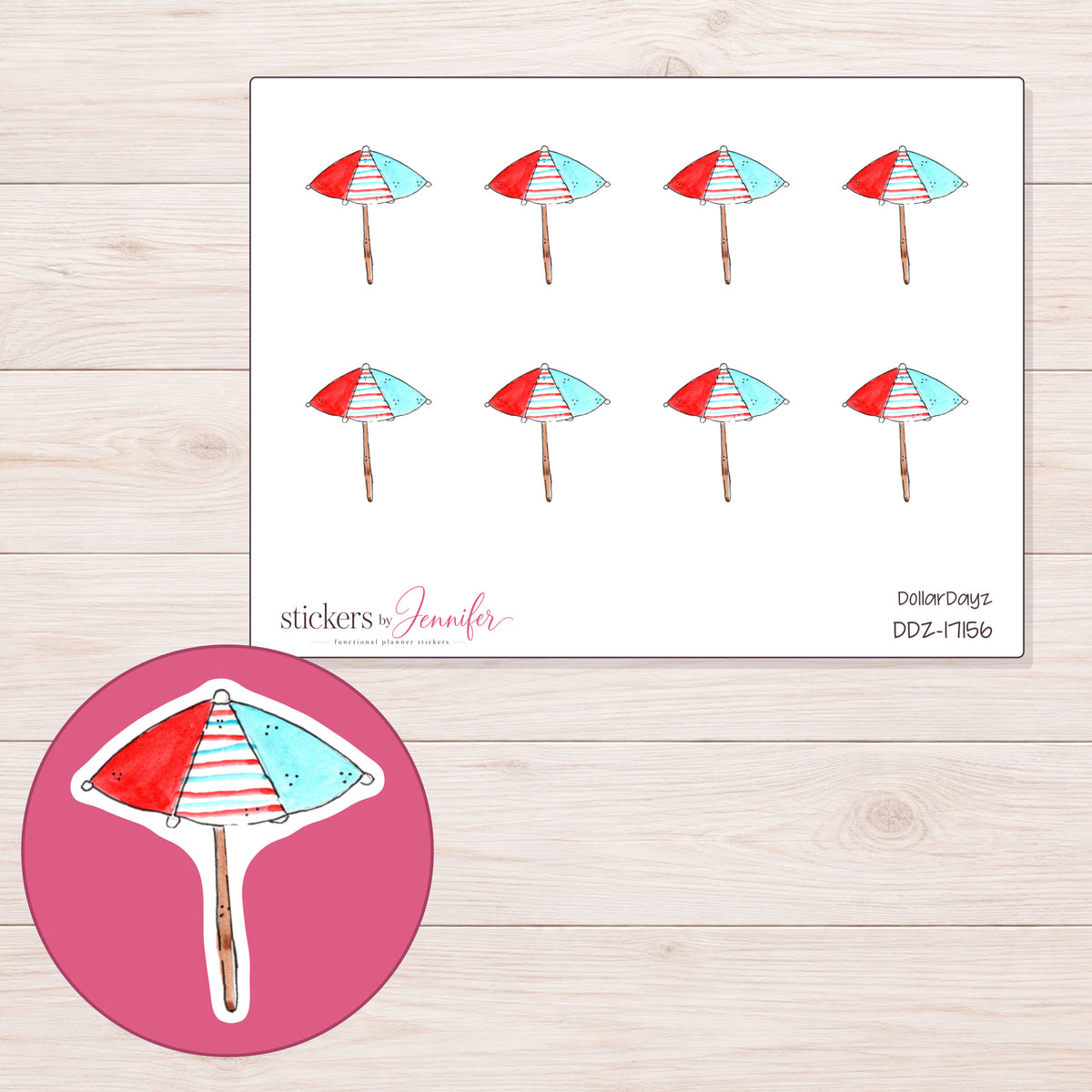DDZ-17156 planner sticker sheet with enlarged sticker detail