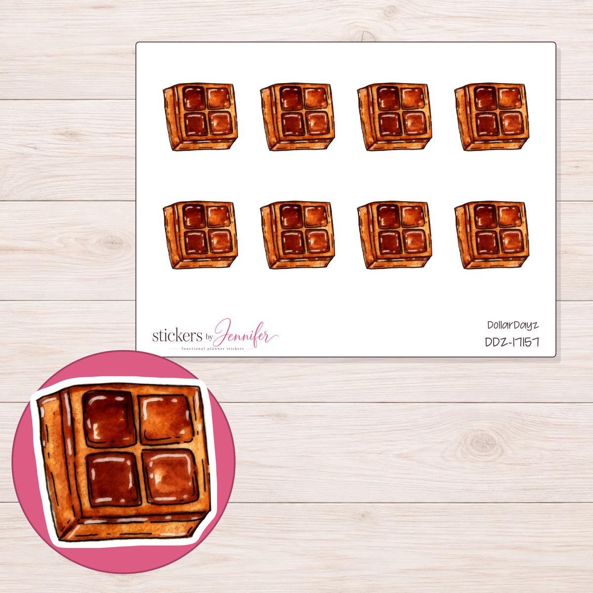 DDZ-17157 planner sticker sheet with enlarged sticker detail