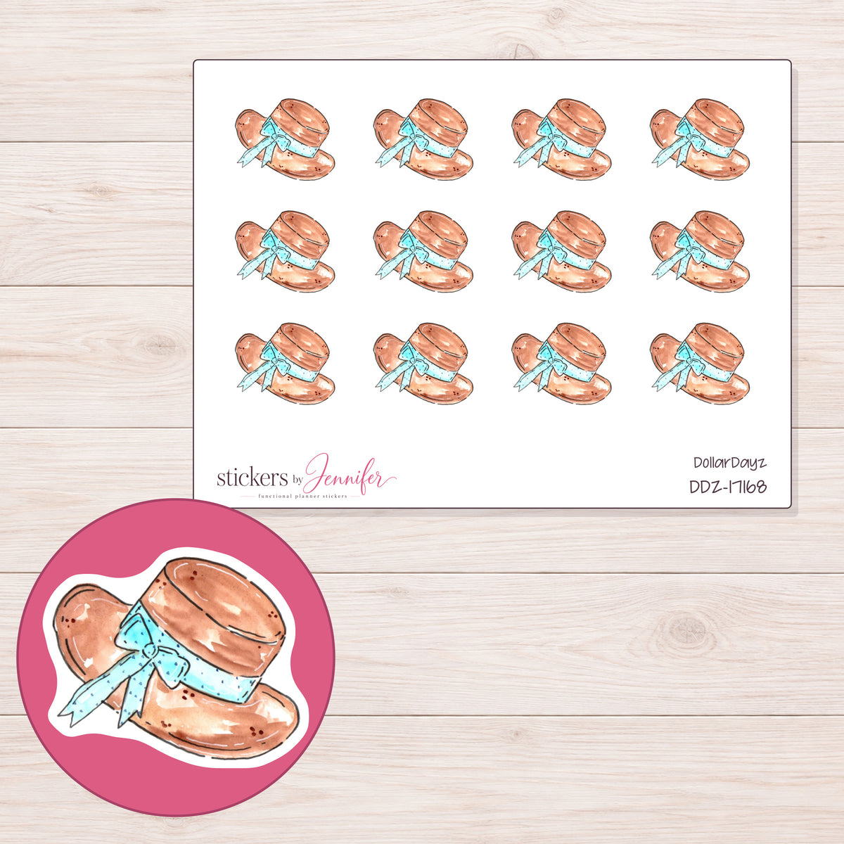 DDZ-17168 planner sticker sheet with enlarged sticker detail