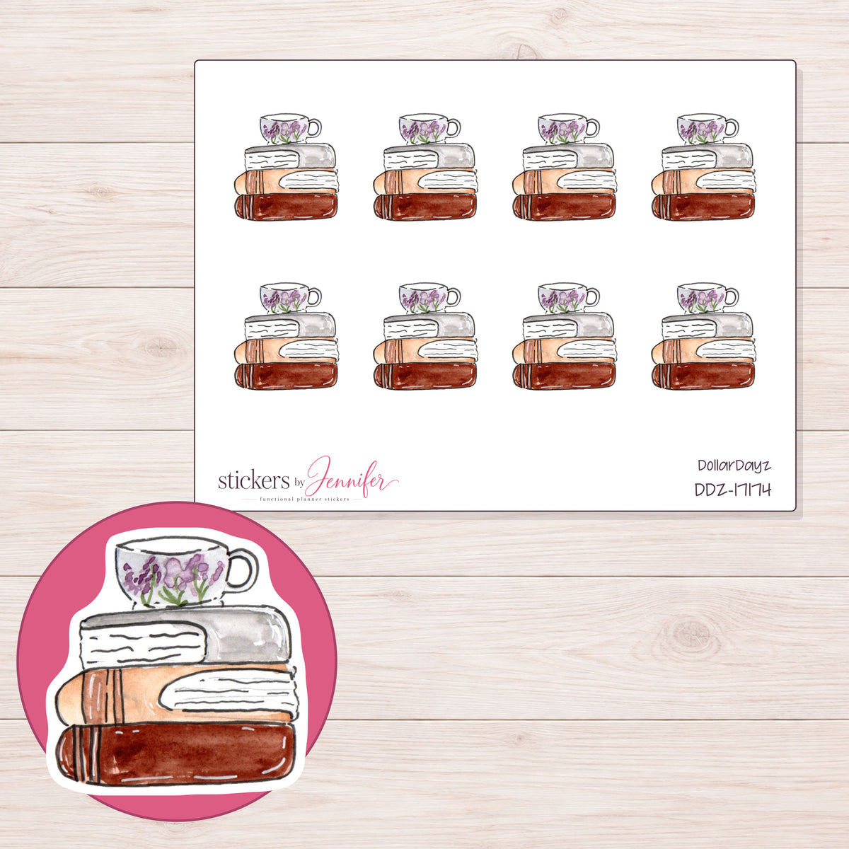 DDZ-17174 planner sticker sheet with enlarged sticker detail