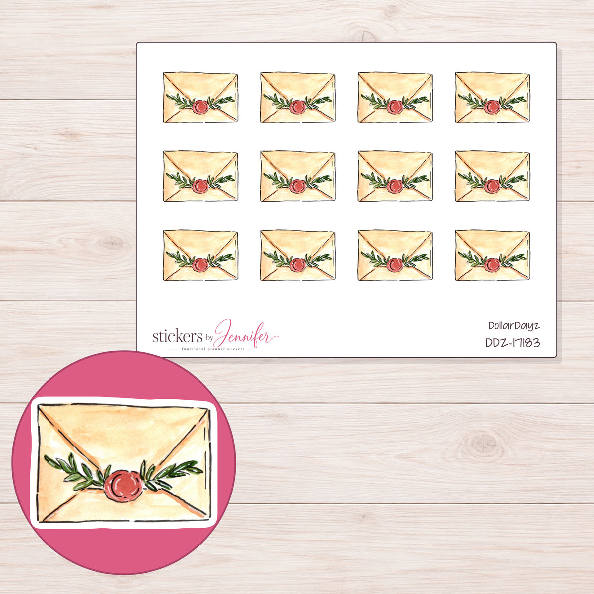 DDZ-17183 planner sticker sheet with enlarged sticker detail
