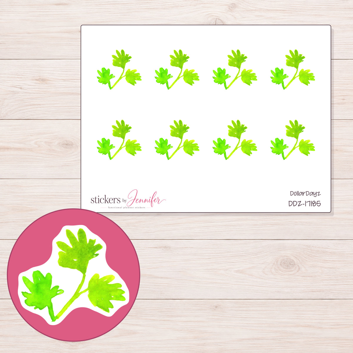 DDZ-17185 planner sticker sheet with enlarged sticker detail