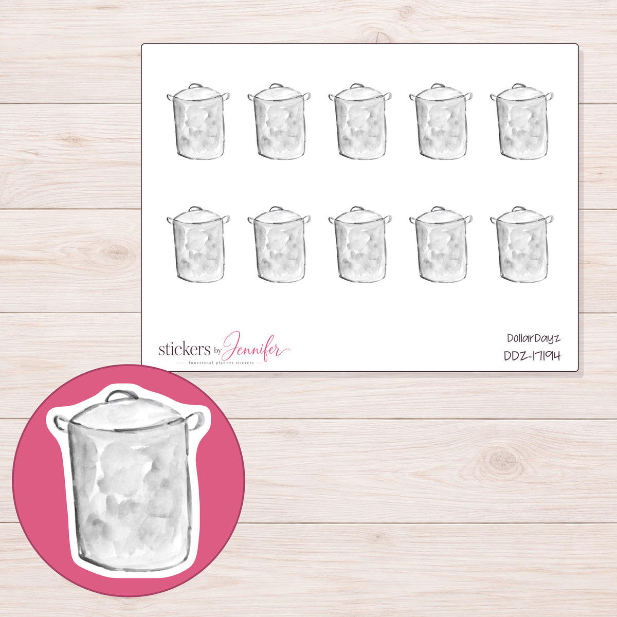 DDZ-17194 planner sticker sheet with enlarged sticker detail