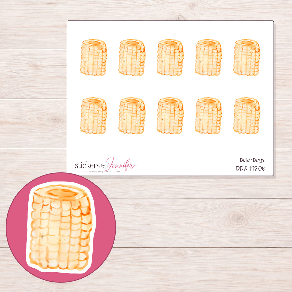 DDZ-17206 planner sticker sheet with enlarged sticker detail