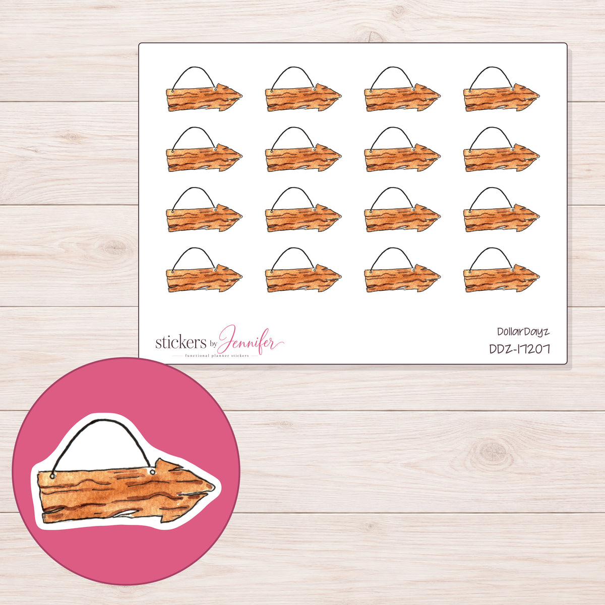 DDZ-17207 planner sticker sheet with enlarged sticker detail