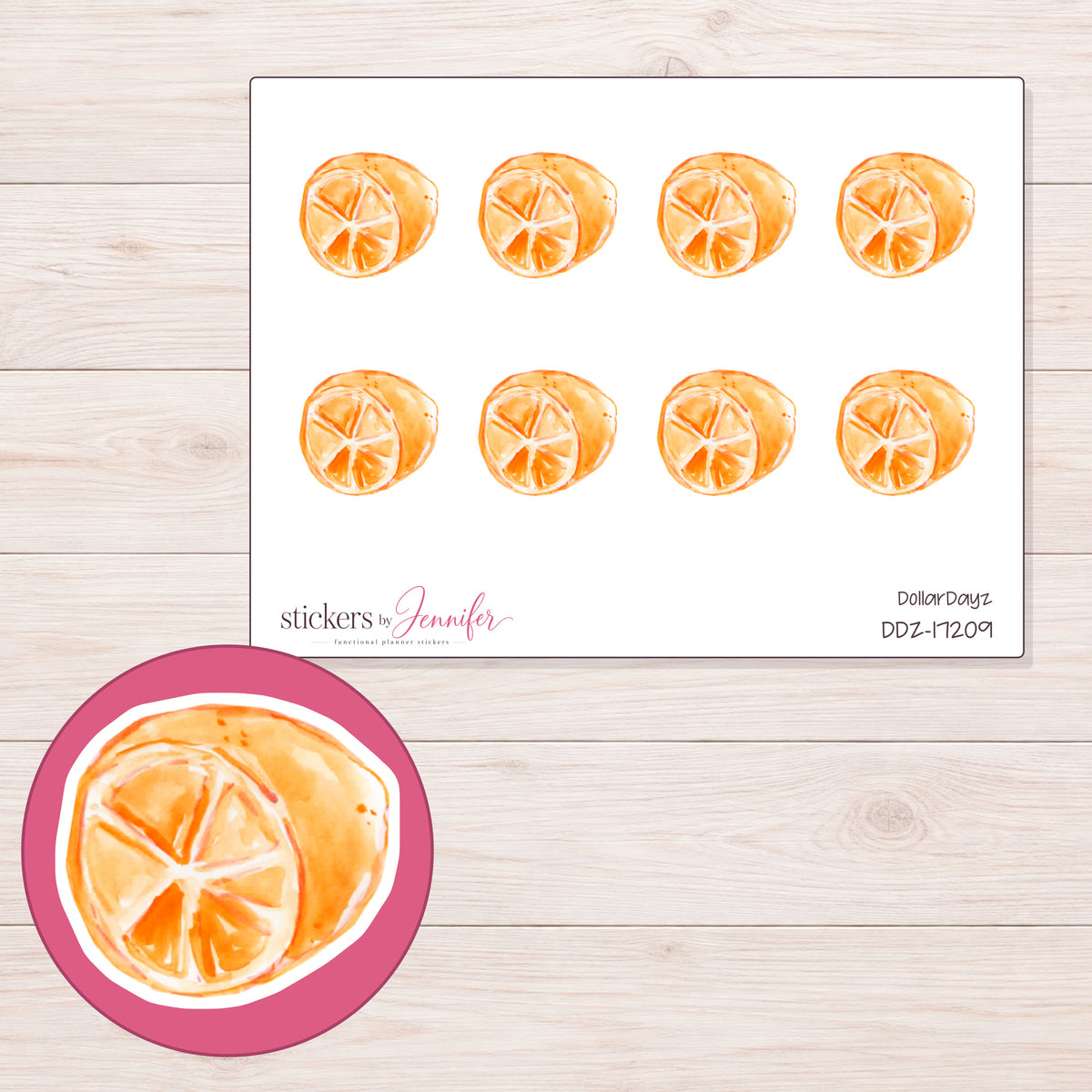 DDZ-17209 planner sticker sheet with enlarged sticker detail