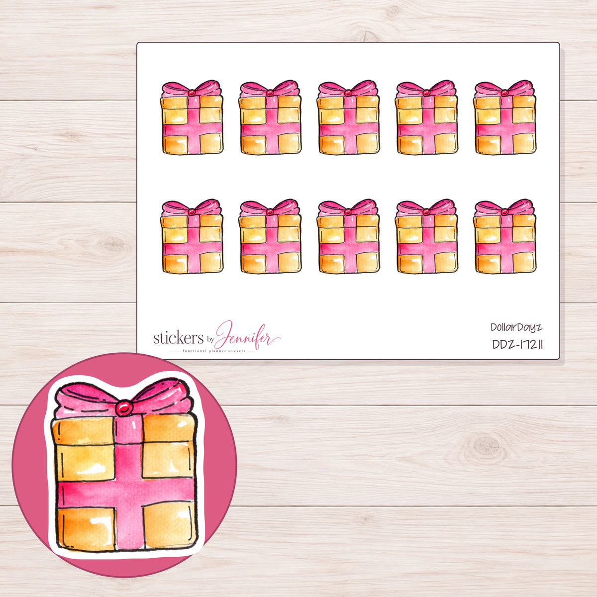 DDZ-17211 planner sticker sheet with enlarged sticker detail