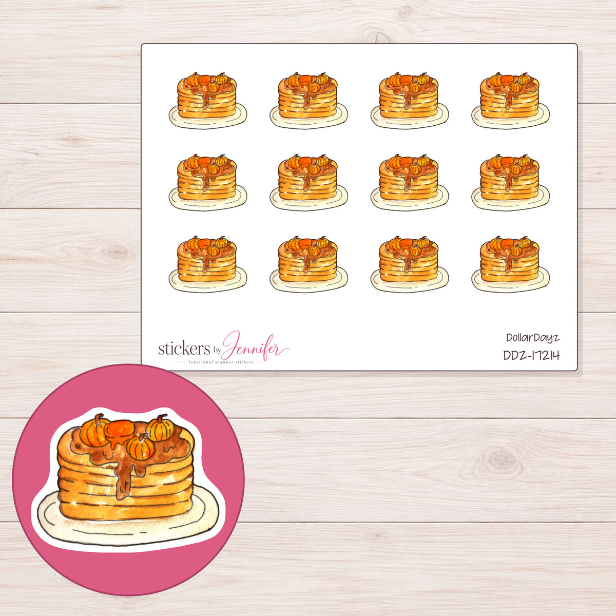 DDZ-17214 planner sticker sheet with enlarged sticker detail
