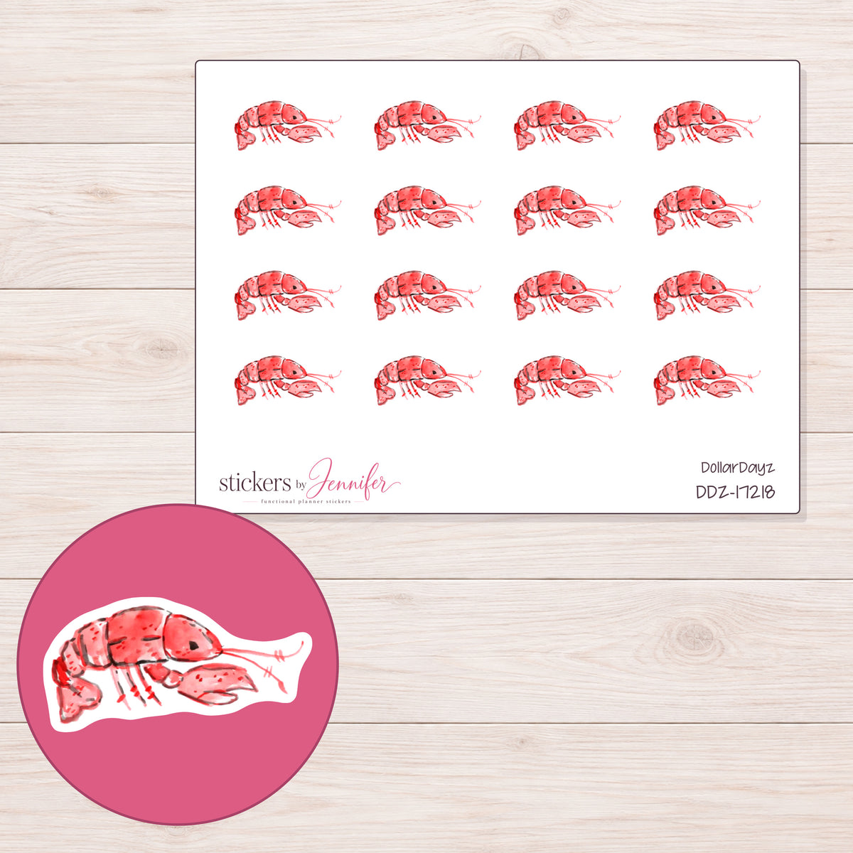 DDZ-17218 planner sticker sheet with enlarged sticker detail