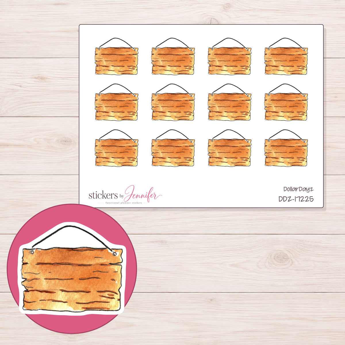DDZ-17225 planner sticker sheet with enlarged sticker detail