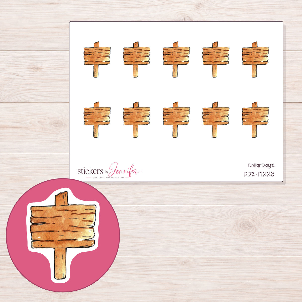DDZ-17228 planner sticker sheet with enlarged sticker detail