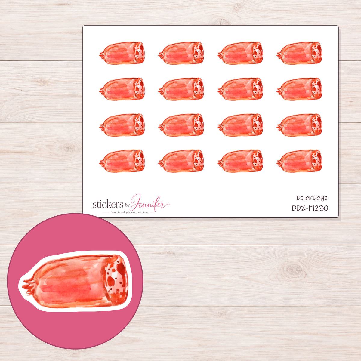 DDZ-17230 planner sticker sheet with enlarged sticker detail