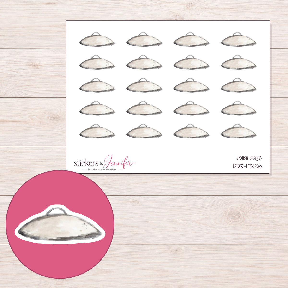 DDZ-17236 planner sticker sheet with enlarged sticker detail