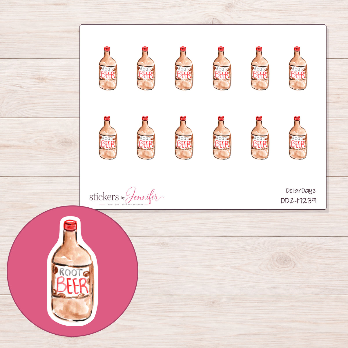 DDZ-17239 planner sticker sheet with enlarged sticker detail