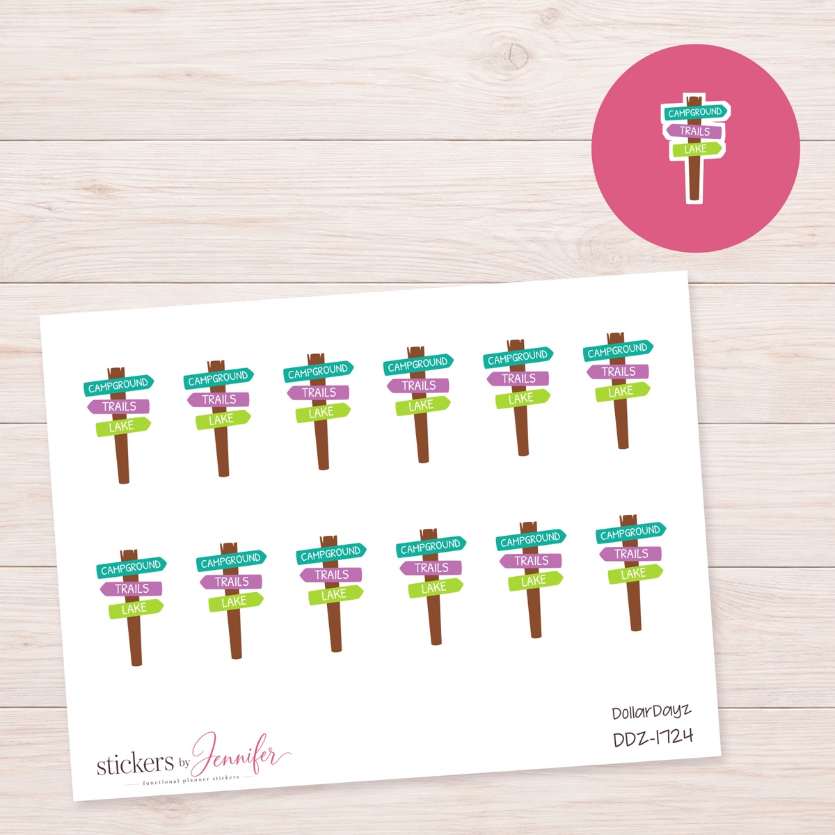 Campground Signpost Planner Stickers | DDZ-1724