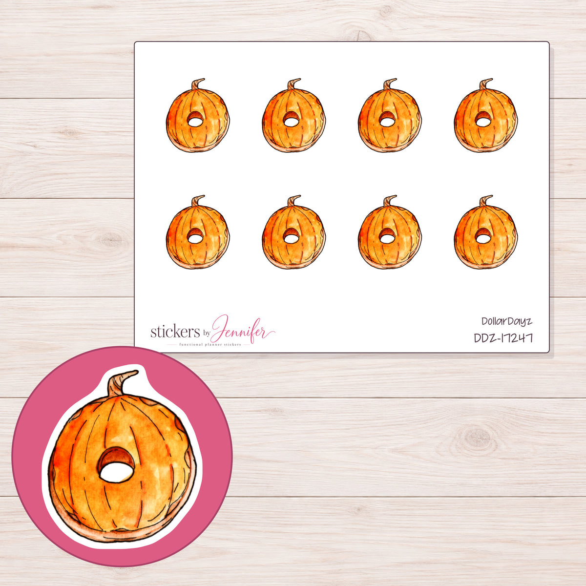 DDZ-17247 planner sticker sheet with enlarged sticker detail