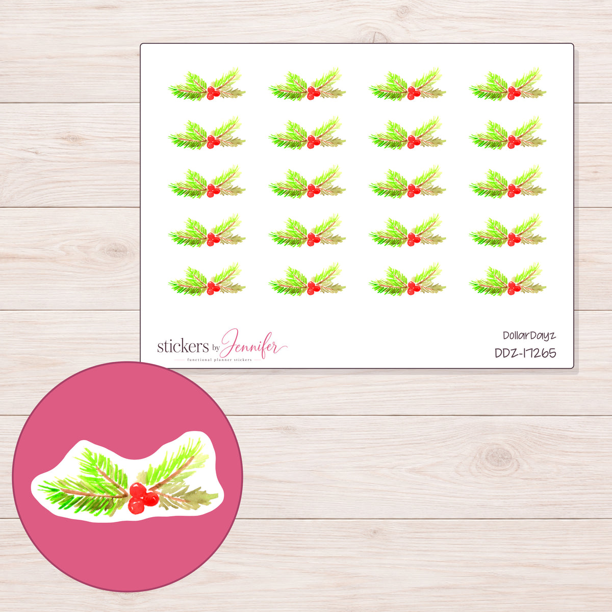 DDZ-17265 planner sticker sheet with enlarged sticker detail