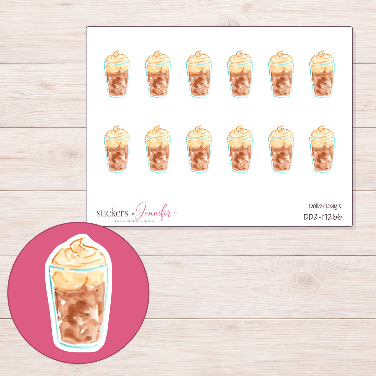 DDZ-17266 planner sticker sheet with enlarged sticker detail