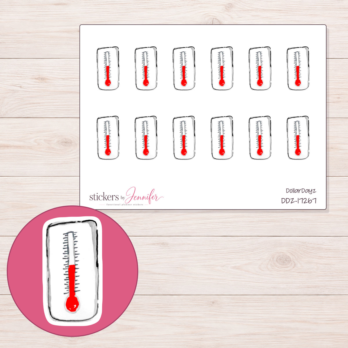 DDZ-17267 planner sticker sheet with enlarged sticker detail