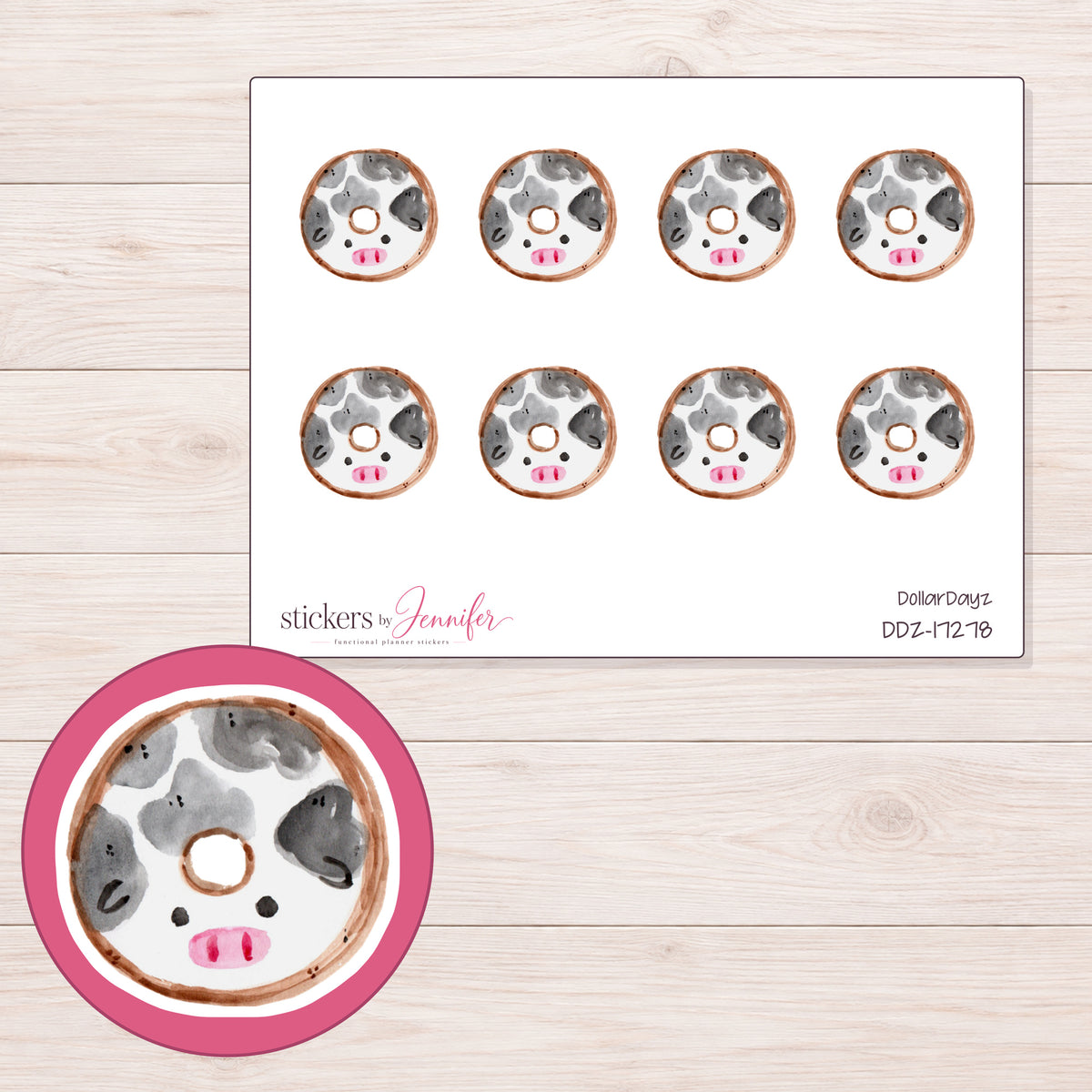DDZ-17278 planner sticker sheet with enlarged sticker detail