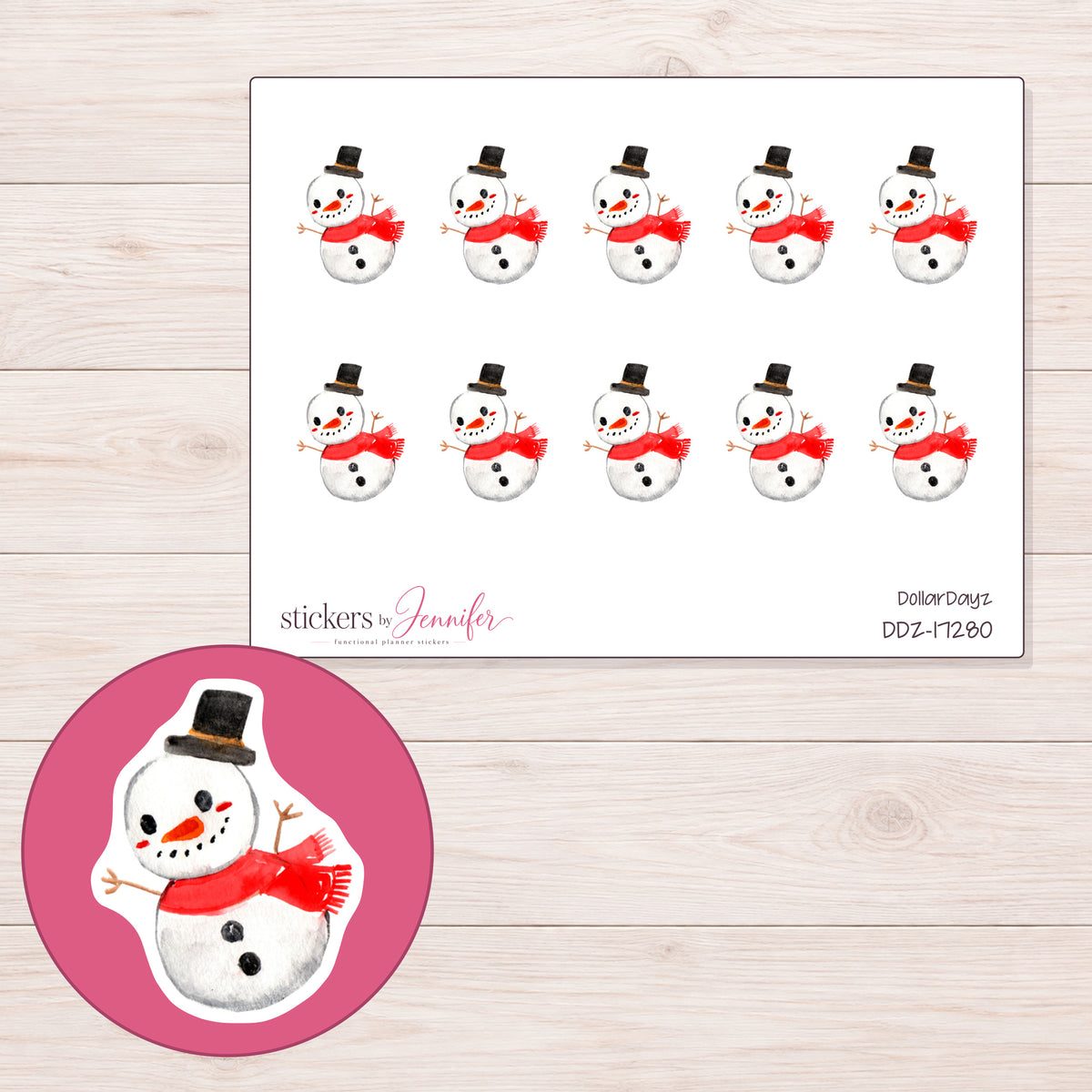 DDZ-17280 planner sticker sheet with enlarged sticker detail