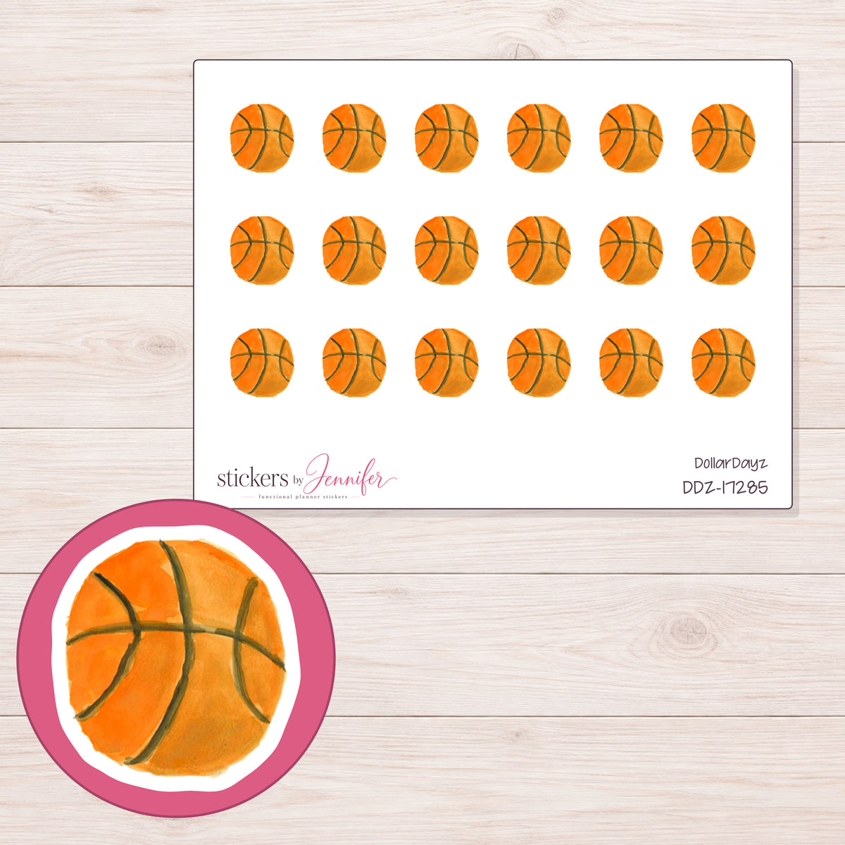 DDZ-17285 planner sticker sheet with enlarged sticker detail