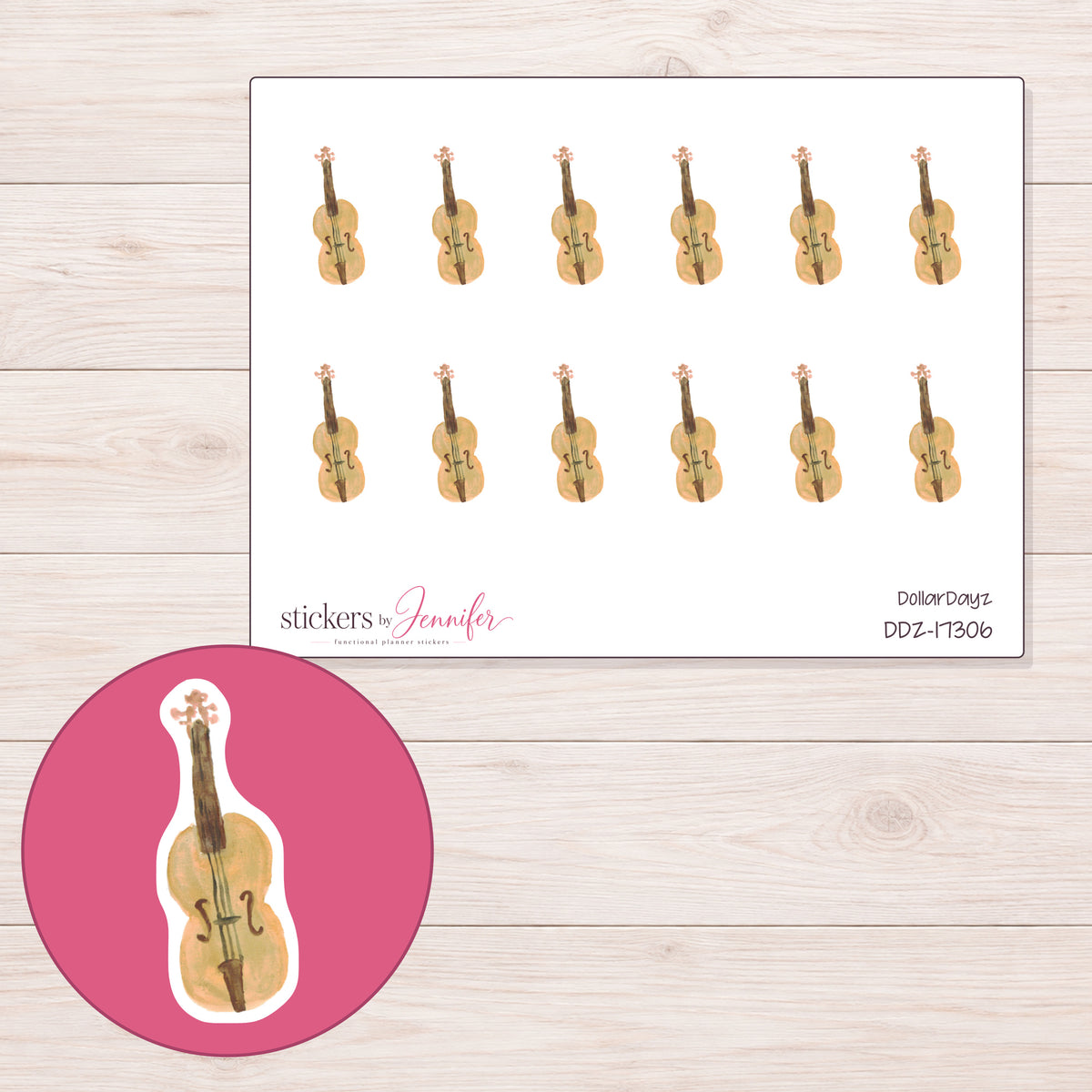 DDZ-17306 planner sticker sheet with enlarged sticker detail
