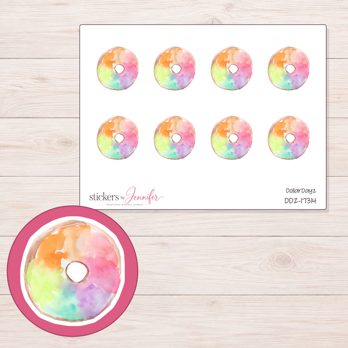 DDZ-17314 planner sticker sheet with enlarged sticker detail