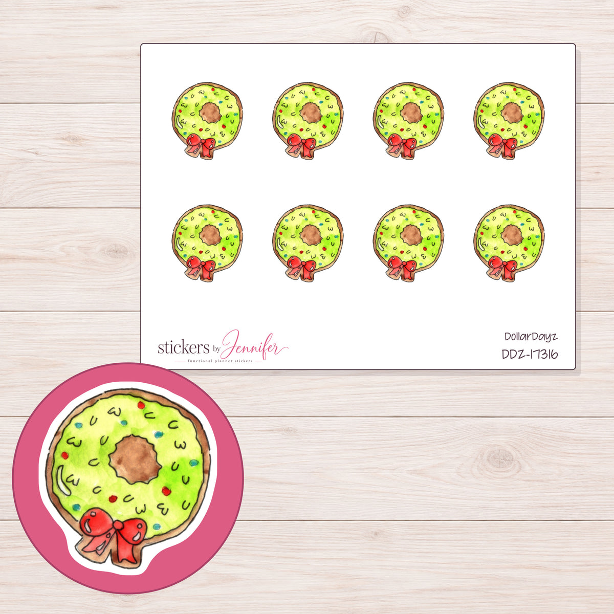 DDZ-17316 planner sticker sheet with enlarged sticker detail