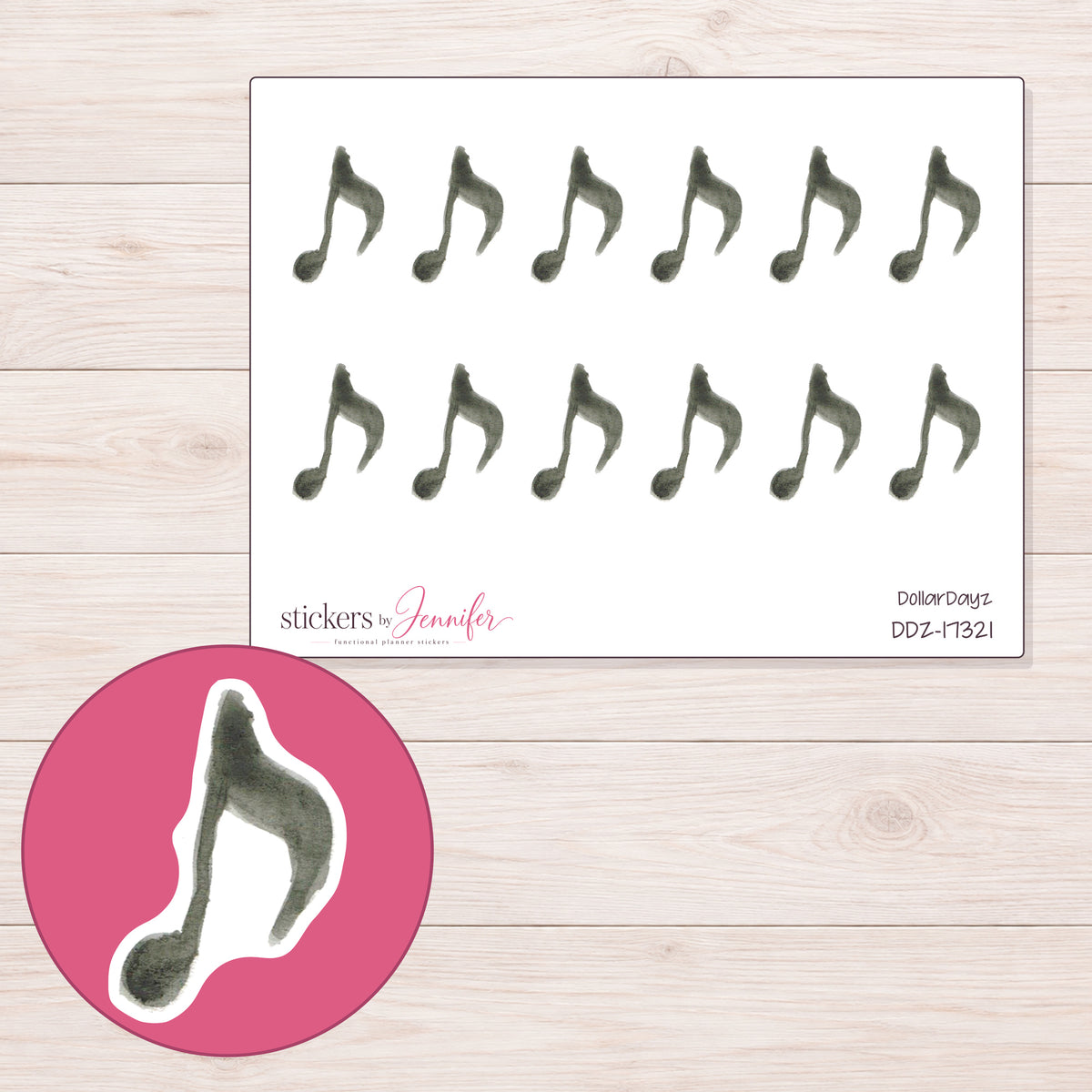 DDZ-17321 planner sticker sheet with enlarged sticker detail