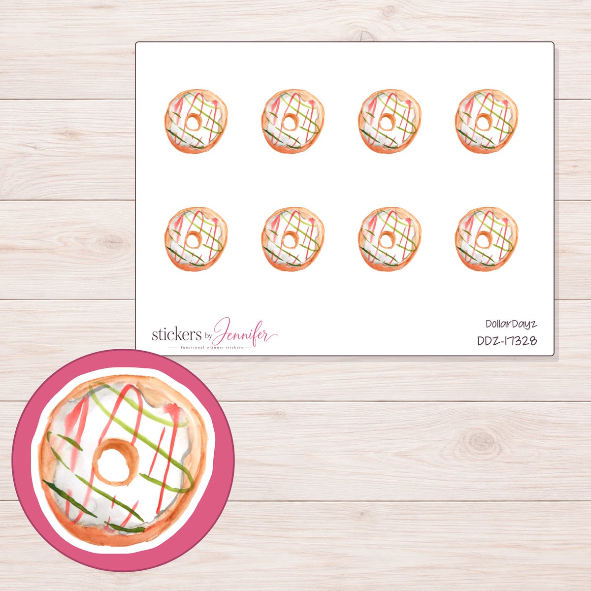 DDZ-17328 planner sticker sheet with enlarged sticker detail