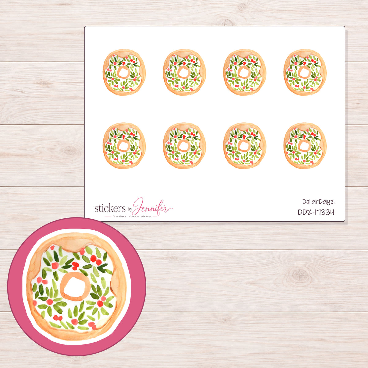 DDZ-17334 planner sticker sheet with enlarged sticker detail