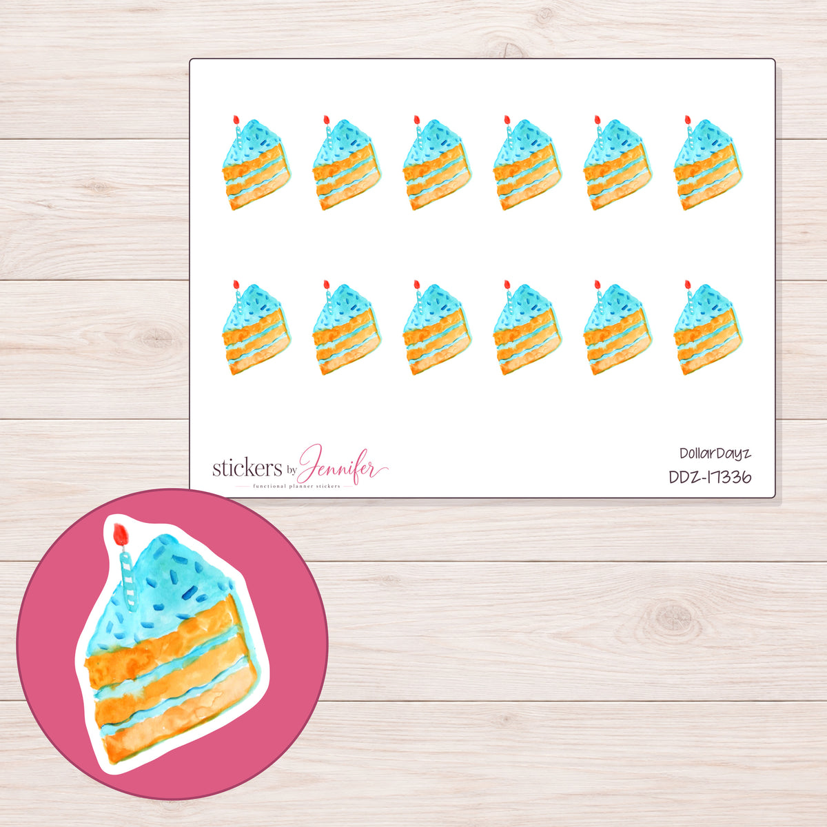 DDZ-17336 planner sticker sheet with enlarged sticker detail