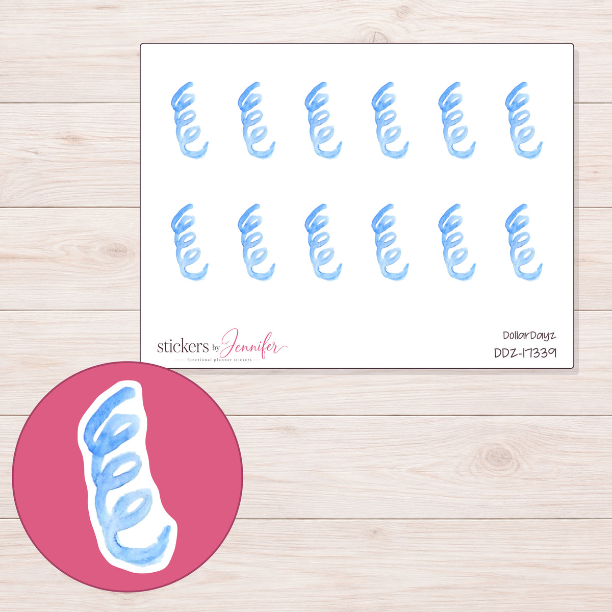 DDZ-17339 planner sticker sheet with enlarged sticker detail