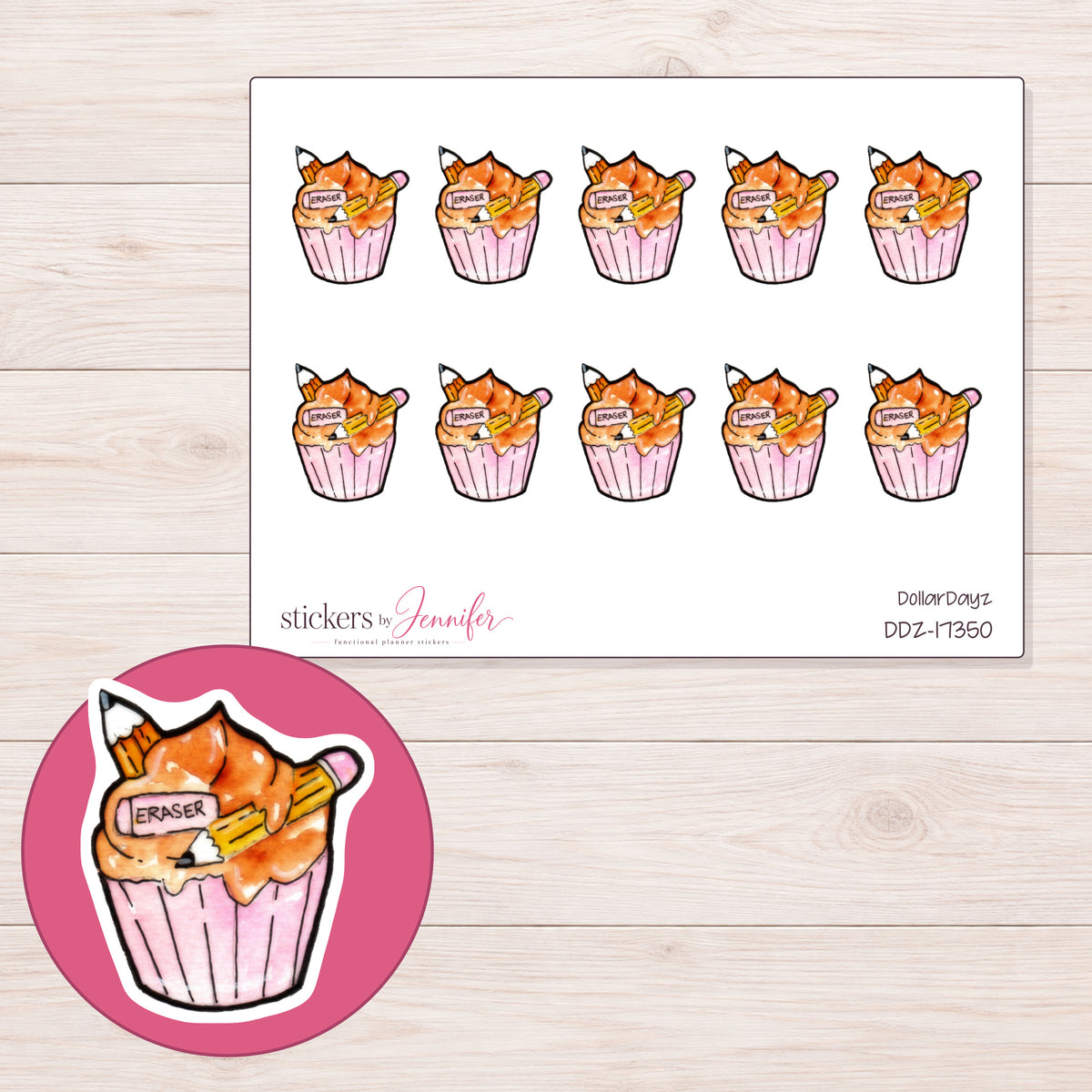 DDZ-17350 planner sticker sheet with enlarged sticker detail