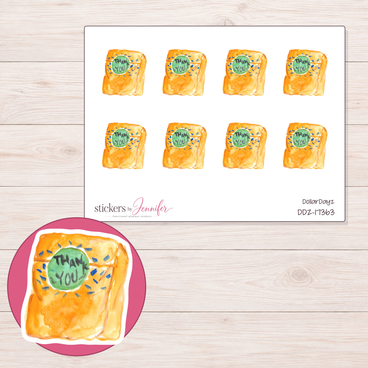 DDZ-17363 planner sticker sheet with enlarged sticker detail