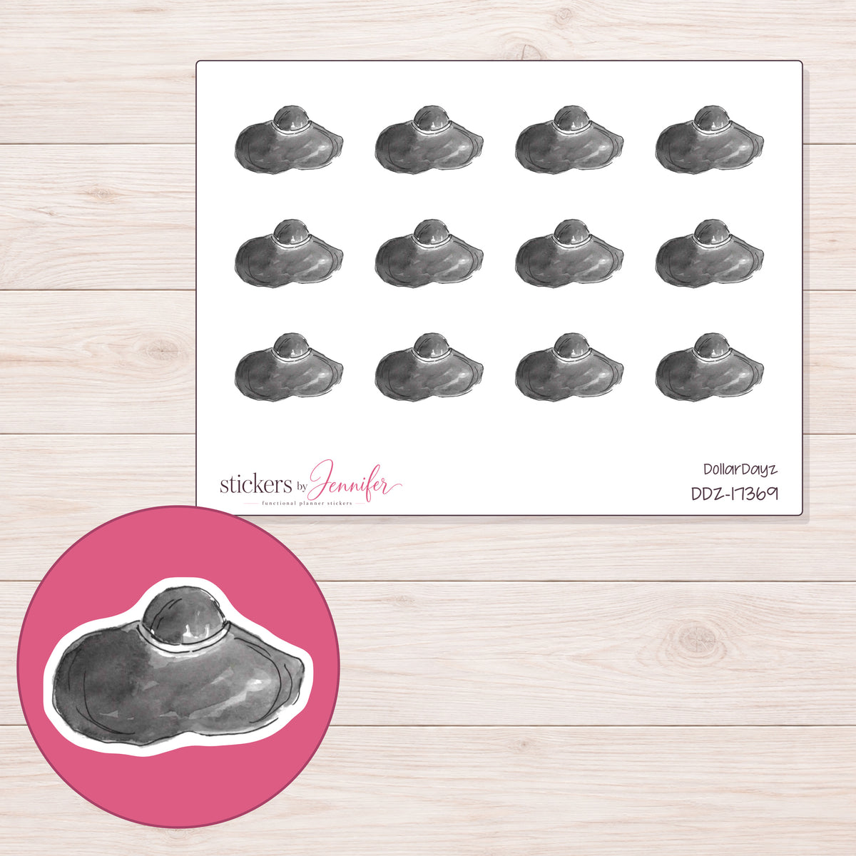 DDZ-17369 planner sticker sheet with enlarged sticker detail