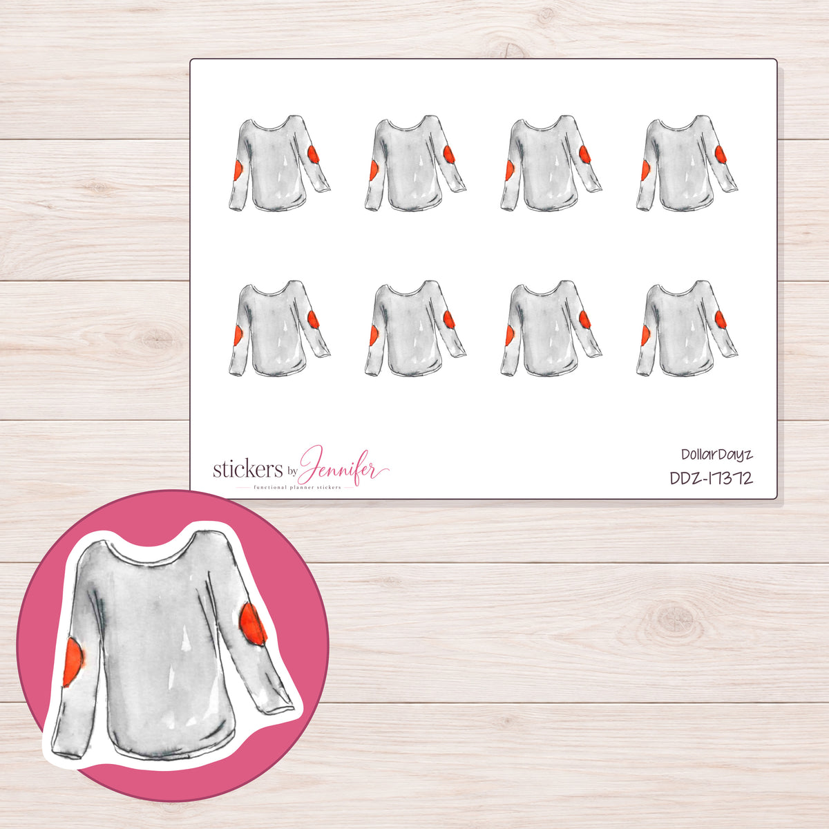 DDZ-17372 planner sticker sheet with enlarged sticker detail