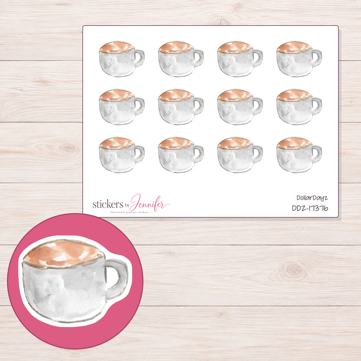 DDZ-17376 planner sticker sheet with enlarged sticker detail