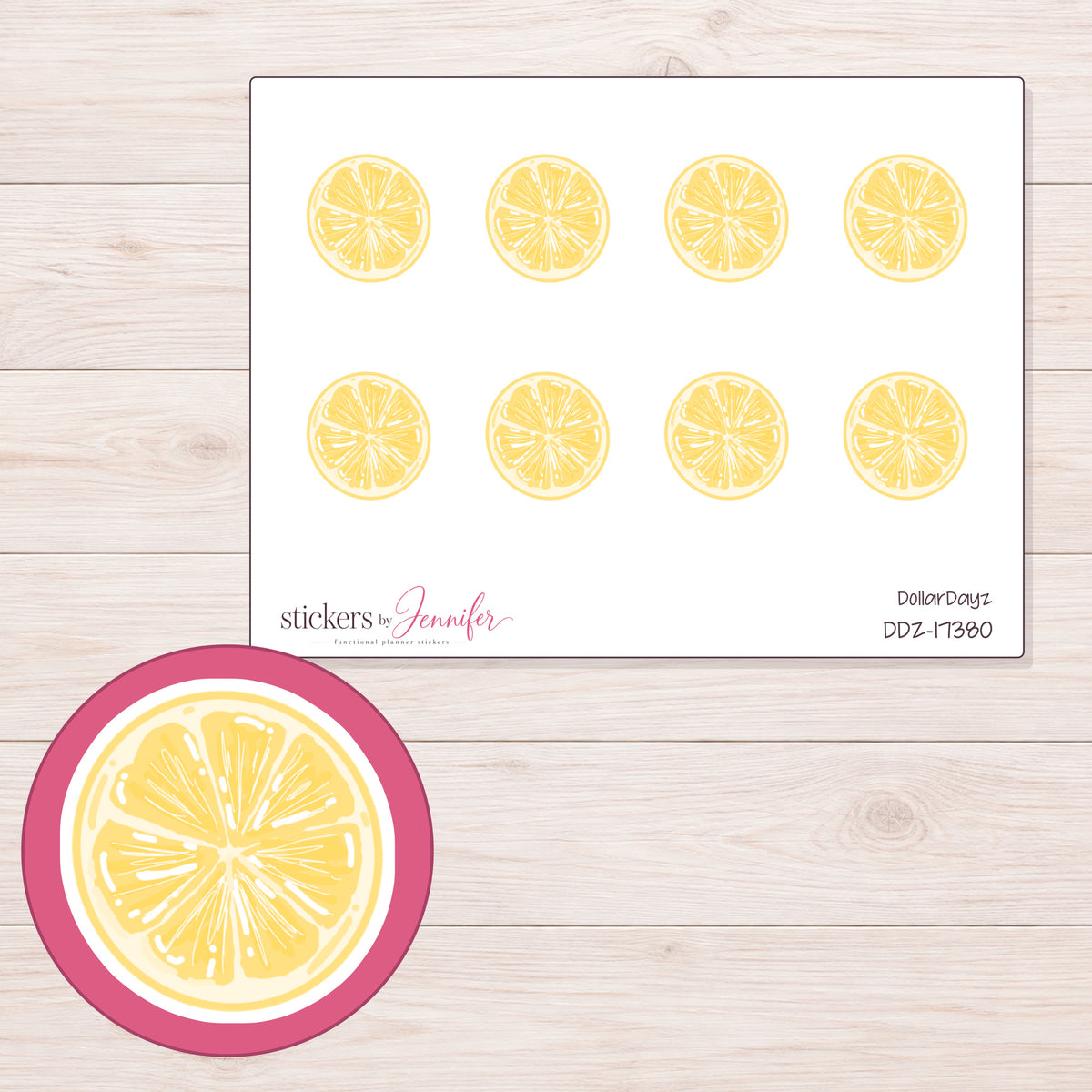 DDZ-17380 planner sticker sheet with enlarged sticker detail