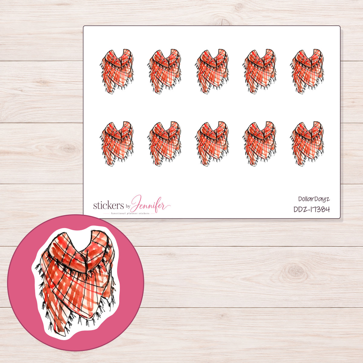 DDZ-17384 planner sticker sheet with enlarged sticker detail