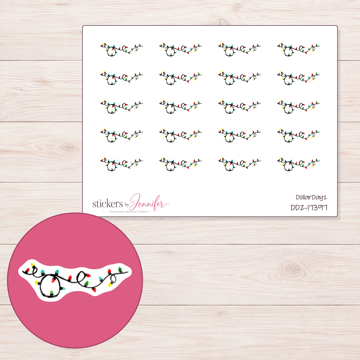 DDZ-17397 planner sticker sheet with enlarged sticker detail