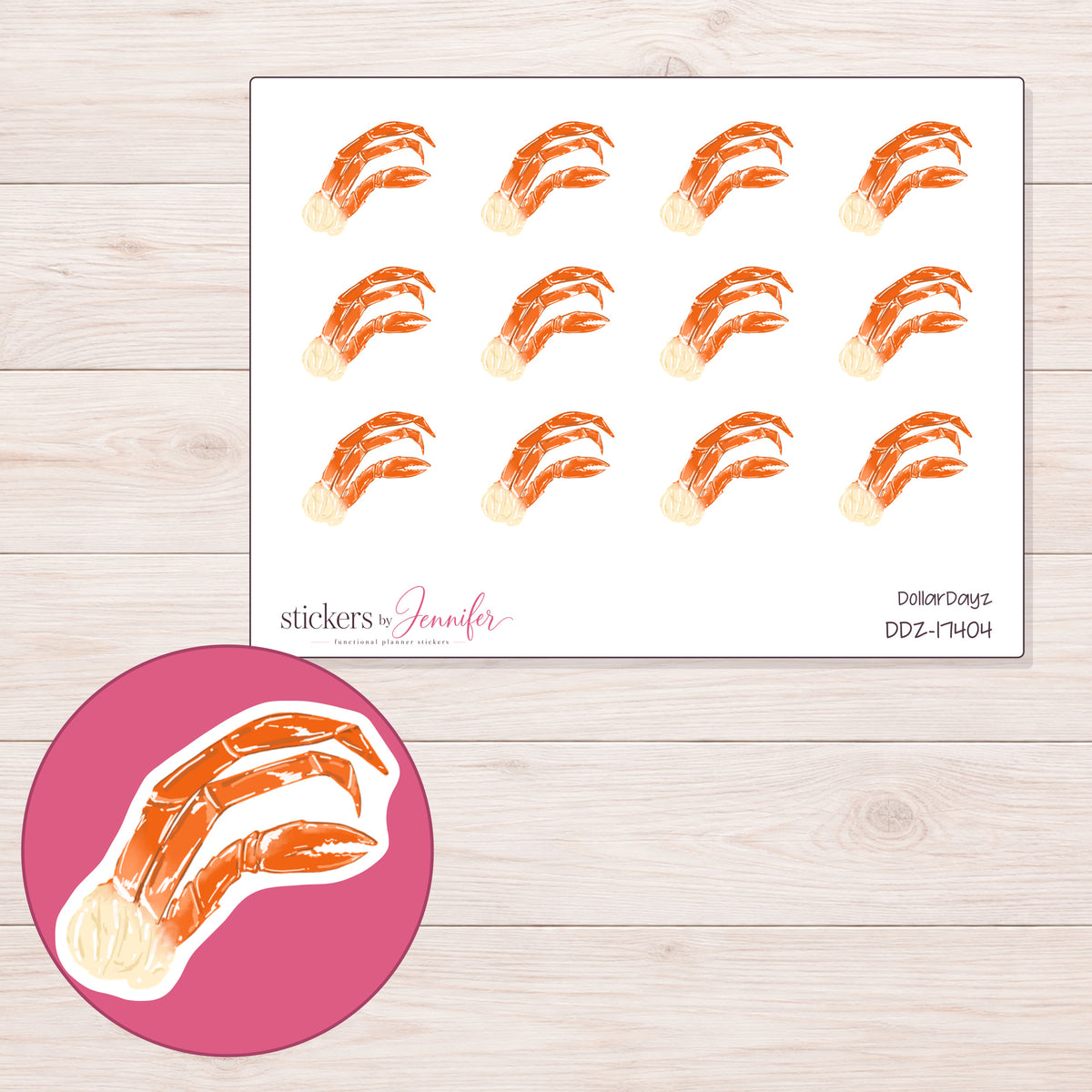 DDZ-17404 planner sticker sheet with enlarged sticker detail