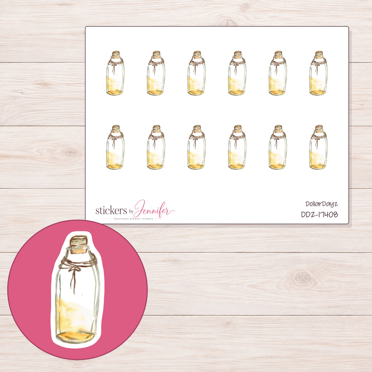 DDZ-17408 planner sticker sheet with enlarged sticker detail